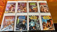All eight Star Wars manga books bagged on table