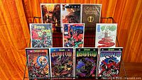 All 11 Spawn related comics displayed on rack