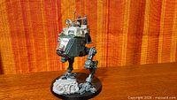 Front angled view of painted Armoured Sentinel on scenic base