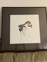 Front view of framed Clarence Mills Haida Frog print