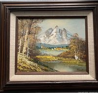 Framed landscape painting front view
