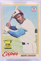 Front view of 1978 O-Pee-Chee Andre Dawson baseball card in protective sleeve