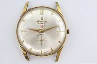 Front view of Atlantic Super 21 wristwatch showing dial details and hands