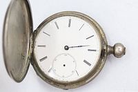 Open pocket watch showing dial