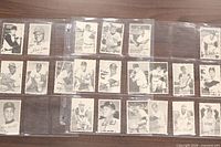 Full binder page showing majority of the 22 exhibit-style baseball photo cards
