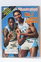 Front cover showing Michael Jordan and Sam Perkins, issue title and date visible