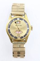 Front view showing dial layout and bracelet