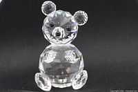 Front view of faceted clear crystal bear figurine