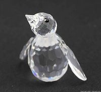 front angled view of faceted crystal penguin