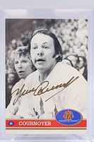 Front of autographed Yvan Cournoyer commemorative card in sleeve
