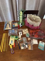 overview of quilting tools, tote, spool tower, notions