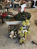 Group shot of all decorations and container