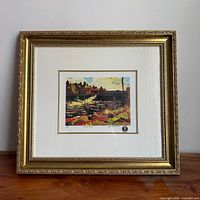 Framed print front view shows frame style, matting, image