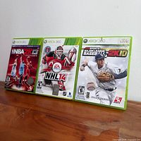 Front view of all three Xbox 360 sports game cases