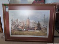 Full view of framed print showing artwork, matting and frame