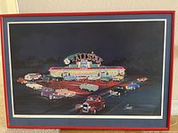 Front view of framed electrified Allstar Diner print
