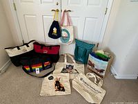Group shot of all bags arranged against doors