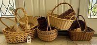 Front view of all ten baskets displaying various sizes and colors