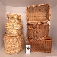 All six baskets stacked for scale and count