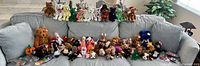Full couch view displaying entire assortment of Ty Beanie Babies