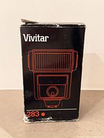 Front of original Vivitar 283 box showing model graphic and wear at edges