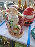 Full-figure Santa ceramic cookie jar front view