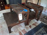 Pair of wooden Drexel bed steps showing overall form and finish