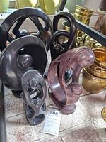 Group of Kenya soapstone sculptures showing colors and forms