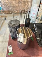 Group shot of all five bathroom accessories on table
