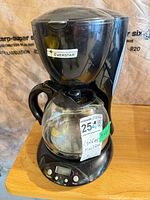 Full view of black Everstar drip coffee maker with carafe