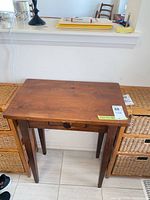Full view of pine end table front and top