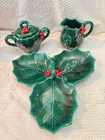 Full view of divided tray, creamer and sugar bowl