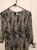 Front view grey lace overlay dress