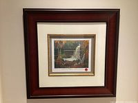 Front view showing artwork, frame, mat, edition number, red seal