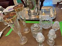 Group showing flutes, shakers, covered jar, bowl