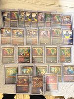 All cards laid out in sleeves and toploaders