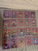 All 20 pink Mosaic parallel cards displayed in 4×5 layout showing fronts and holographic finish