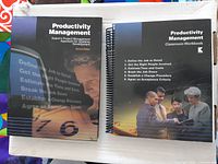 Front covers of hardcover Productivity Management text and spiral-bound Classroom Workbook