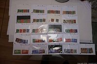 All 21 stock cards laid out showing variety of stamps