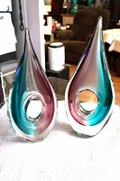 Both art glass sculptures front view