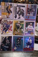 First sheet of nine assorted hockey cards