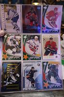 first sheet showing 9 assorted NHL cards in binder page
