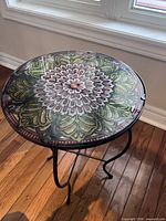Full view of accent table top pattern and frame