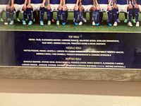 Close-up of player name listing on poster bottom center