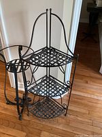 Three-tier corner shelf and part of tall stand