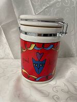 Front view showing artwork and text