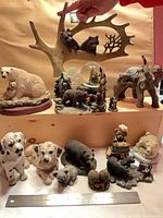 Group shot of all resin animal figurines