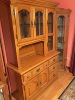 Full view of oak buffet and hutch