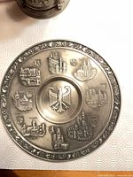 Pewter plate with German eagle and landmarks relief