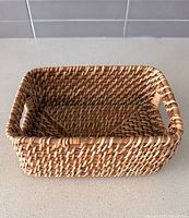 Top view of rectangular wicker basket